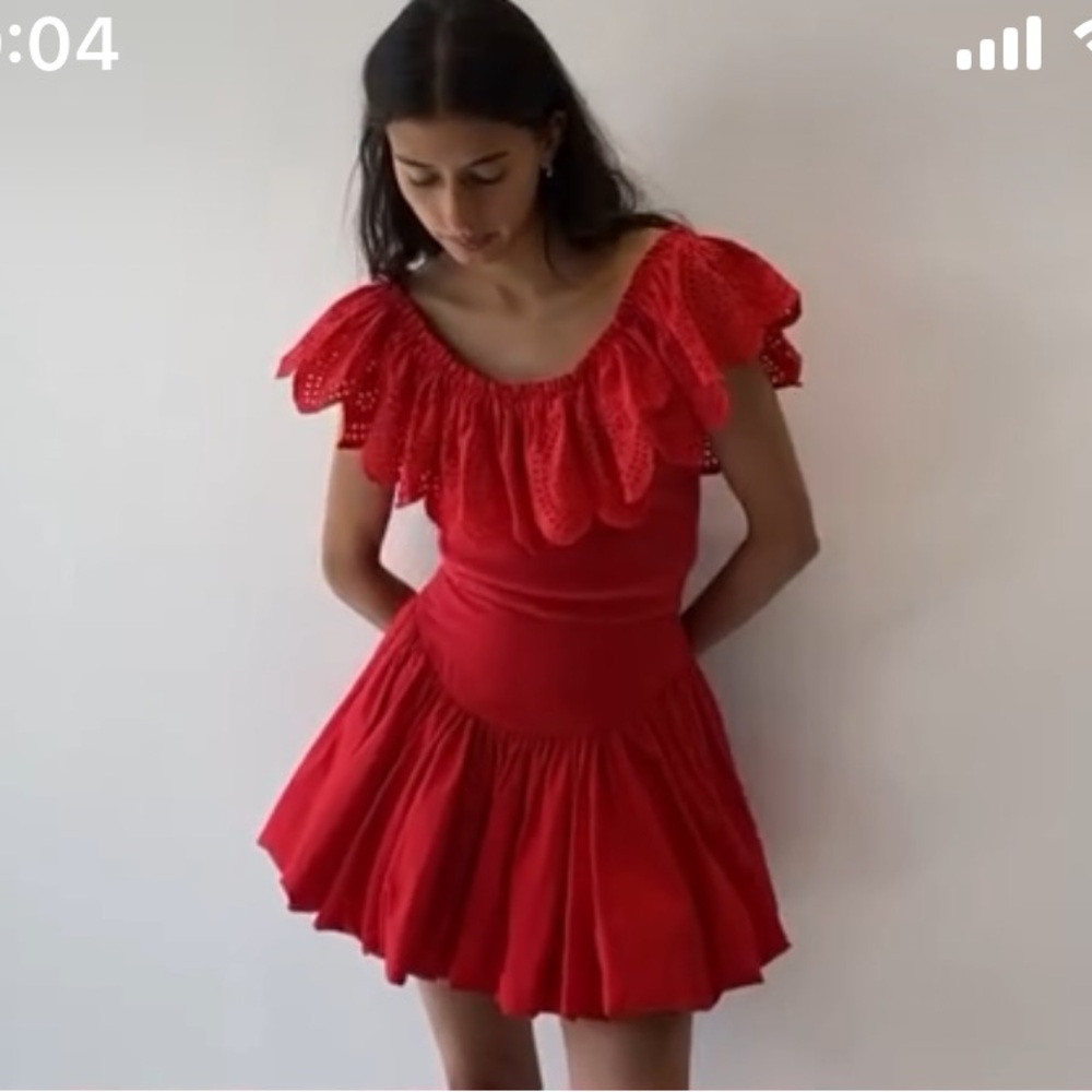 Loeffler Randall Aurora Red Bubble Mini Skirt - Size 2